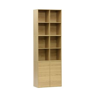 Sweeek Estante, biblioteca modular con 2 puertas y 8 nichos, roble