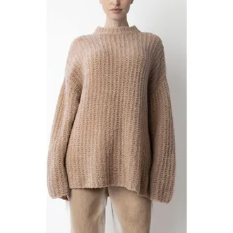 Sally Lapointe Plush Boucle Oversized Crew Neck in Champagne at Nordstrom, Size X-Small