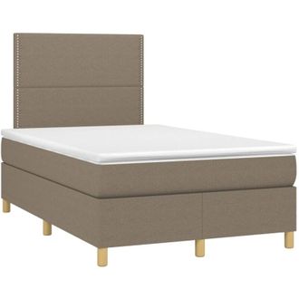 vidaXL Vidaxl - Cama Box Spring Con Colch&oacute;n Y Led Tela Gris Taupe 120x190 Cm
