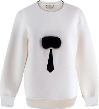 Fendi Cream Karl Loves Fendi Sweatshirt Size XS