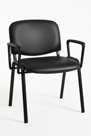 Regalos Miguel Sillas De Escritorio - Pack 4 Sillas Ofis Polipiel Con Brazos - Negro