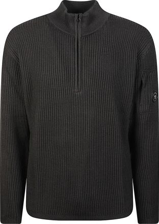 C.P. Company Re-Wool Ribbed Virgin Wool-Blend Polo Sweater