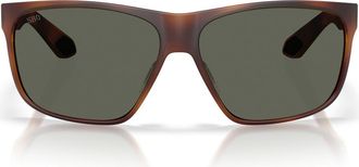 Costa Trades 60mm Polarized Square Sunglasses in Matte Tortoise /Gray 580G at Nordstrom