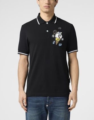 Philipp Plein Polo T-Shirt Gelato Monsters Men in Black at Nordstrom, Size Medium