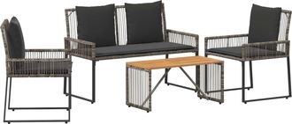 vidaXL Juego De Muebles De Exterior 9 Uds. Gris Y Gris Oscuro Vidaxl