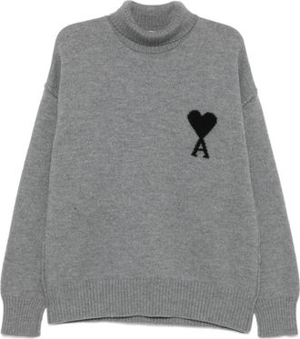 Ami Ami de Coeur Roll Neck Sweater - Heren - Coltruien - Grijs - L - Wol - Truien & Vesten