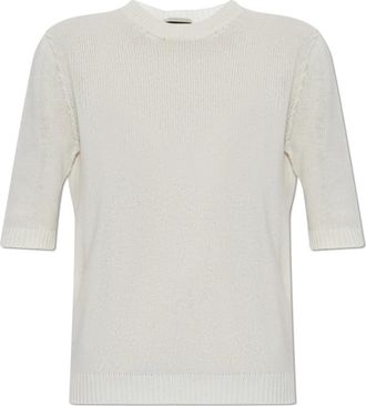 Fabiana Filippi Truien & Vesten, Dames, Beige, M, Kasjmier, Cashmere Top met korte mouwen