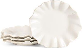 Marchesa Lotus Stoneware Salad Plate Set of 4 in White at Nordstrom