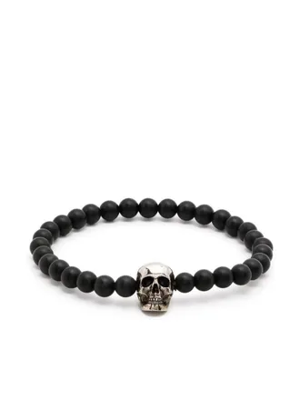 Alexander McQueen Black Skull Beaded Bracelet