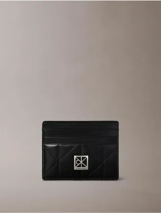 Calvin Klein Womens Quilted Emblem Card Case - Black