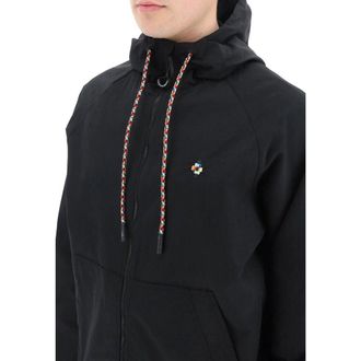 Marcelo Burlon Mens Logo-embroidered Cotton Hoodie - Black Nylon - Size X-Large