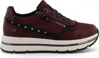 Mustang Jeans Mustang Dames bordeauxrode veterschoenen Platformsneakers - M0332001