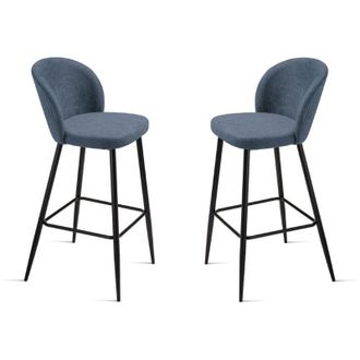 Capodarte Sgabello in tesssuto Blu con struttura in metallo MEGGIE 2 pezzi