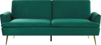 Beliani Beliani - Sof&aacute; Cama De Terciopelo Verde 3 Plazas Click Clack Patas De Metal Dorado Vettre