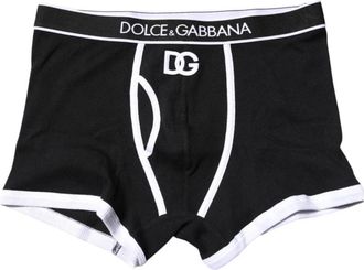 Dolce & Gabbana Geribbelde Logo Boxer Shorts - Heren - Ondergoed - Zwart - Maat: 2XS Katoen