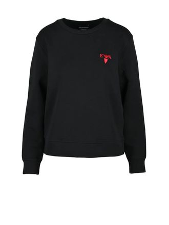 Emporio Armani Black Cropped Graphic Sweatshirt