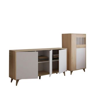 Dmora Muebles De Sala Leverano, Modulares, 8 Estantes, 6 Puertas, Roble Marr&oacute;n