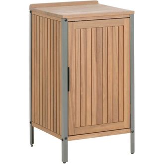 Beliani Mobile da cucina per esterni in legno di acacia marrone 2 ripiani 1 anta con top 50 x 50 x 92 cm Ivrea
