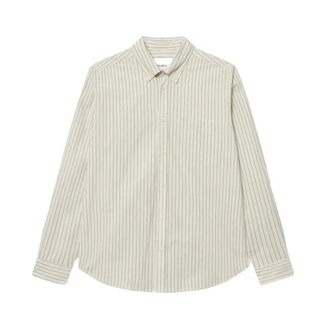 Les Deux Gestreept Poplin Kent Overhemd - Heren - Casual Overhemden - Beige - L - Overhemden