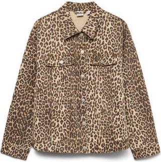 Vero Moda Tessa Oversize Trucker Jacket in Silver Mink Aopleop at Nordstrom Rack, Size X-Small