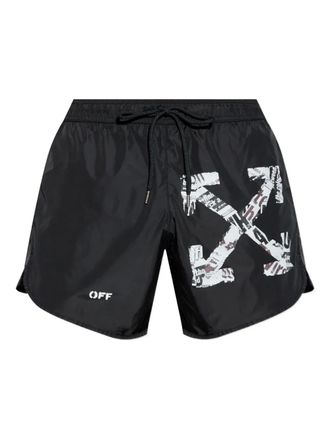 Off-white Zwembroek met Vive-Arrow print - Zwart