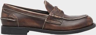 Miu Miu Leather Coin Penny Loafers