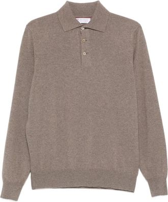 Brunello Cucinelli Maglione in cashmere con colletto polo - Marrone