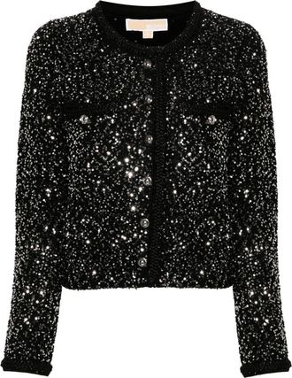 Michael Michael Kors sequin-embellished cardigan - women - Polyester/Recycled Viscose/Sequin - S - Black
