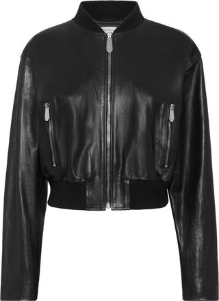 Philipp Plein Leren Bomber Signature