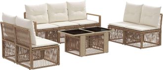 vidaXL Conjunto De Sof&aacute;s De Jard&iacute;n 8 Uds. Beige Y Blanco Crema Vidaxl