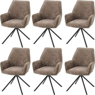 Hhg Nunca Usado] Juego De 6 Sillas De Comedor Hhg 494, Silla De Cocina Silla Con Reposabrazos, Posici&oacute;n Autom&aacute;tica Giratoria, Chenilla Oeko-tex Mvg, Marr&oacute;