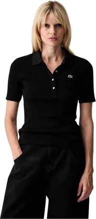 Lacoste Polo a Maglia Pointelle - - Tops - Donna - Nero - M
