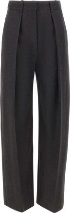 Victoria Beckham Broeken, Dames, Grijs, XS, Wol, Wijde broek