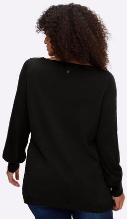 Sheego Strickpullover SHEEGO Pullover, Damen, Gr. 40/42, schwarz, 100% Polyacryl, unifarben, Pullover Strickpullover