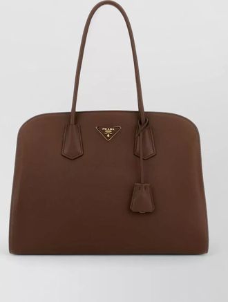 Prada leather shopping bag top handles design