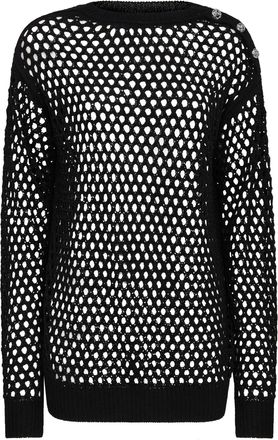Philipp Plein Cashmere 5 Pullover Round Neck LS Fishnet Crystal