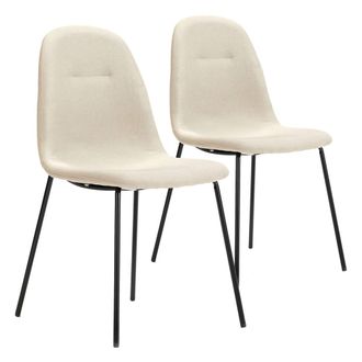 HOMN Set de 2 sillas comedor tapizadas beige, 44 x 54 x 85 cm