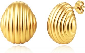MAX + STONE 14K Yellow Gold Plated Trendy Round Statement Stud Earrings with Pushbacks