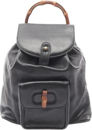 Gucci Pre-owned Vintage Rugzak - Dames - Vintage Rugzakken - Zwart - ONE Size - Leer - Vintage