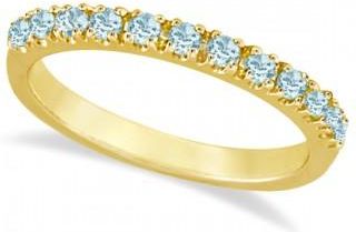 Allurez Aquamarine Stackable Ring Anniversary Band in 14k Yellow Gold (0.37ct)