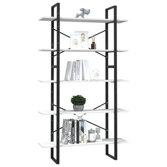 Berkfield Home Modern 5-Tier Book Cabinet White 100x30x175 cm Pinewood | Size: 100 x 30 x 175 cm