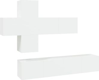 vidaXL Set De Muebles Para Tv 7 Piezas Madera Contrachapada Blanco Vidaxl