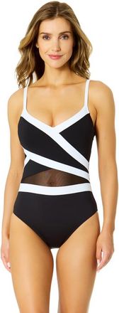 Anne Cole Womens Gabor Mesh Mesh Insert One Piece Swimsuit at Nordstrom, Size 10