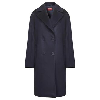 Max Mara Double-Breasted Coats, female, Blue, Size: S Agenda Coat