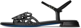 Loriblu Zwarte sandaal met gevlochten bandjes en strass - Dames - Sandalen - Zwart - 38 EU - Su&egrave;de - Schoenen