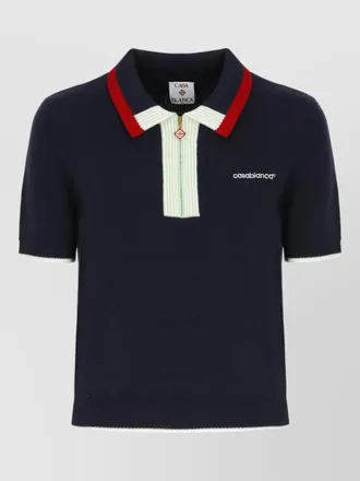 Casablanca short sleeve wool knit polo shirt