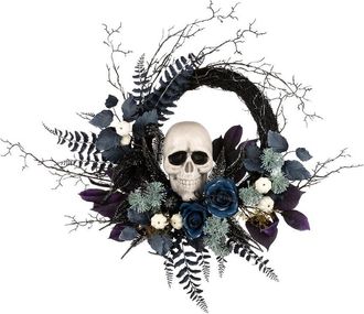 National Tree Company 24In Halloween Skull Half Wreath