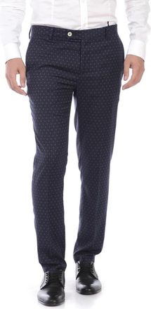 Daniele Alessandrini Pantalone Slim Fit Bottone - Heren - Nette broeken - Blauw - M - Leer - Broeken