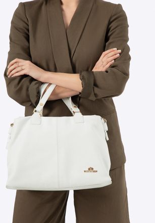 Wittchen Dames shopper van leer, twee compartimenten, wit