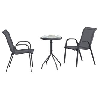 Berkfield Home Modern 3 Piece Garden Bistro Set Anthracite Textilene & Steel in Grey